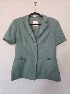 Abercrombie sage short sleeve blazer 100% linen Large